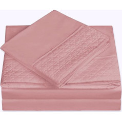 Elegant Comfort Luxurious Soft Coziest 4 Piece Sheet Set 1500 Thread Count Egyptian Quality Quilted Design on Flat Sheet and Pillowcases Wrinkle Resistant 100% Full Dusky Pink