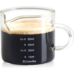BCnmviku 75 ml Espresso-Schnapsglas, V-förmiger Ausgießer, Messbecher, Espressotasse für Kaffee, Cappuccino, Latte, Wein (1)