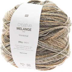 Rico Design Creative Melange Aran Wonderball, Gradient Wool, Needle Size for Knitting or Crocheting, Wool 200 g Ball (001, 200)