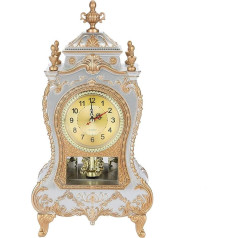 Vintage Clock, Exquisite Vintage Desk Clock, Antique Home Hotel, Decorative Table Clock for Living Room, Bedroom, Study (White)