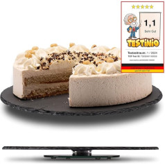 Fino Casa Rotating Slate Plate Round as Serving Plate, Cake Plate, Sausage Plate, Cheese Plate, Slate Plate as Cake Plate with Foot, Serving Plate, Black as Turntable Stand