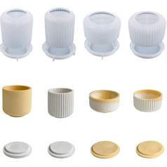 Monadirect Silicone Casting Moulds with Lid, Candle Jar Mould with Lid, Candle Holder with Lid, Silicone Moulds for Candle Holder for DIY Cement Candle Holder, for Christmas (Pack of 4)