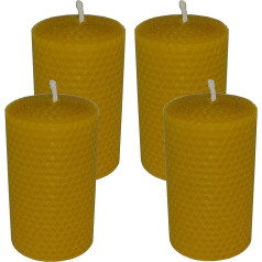 AMA-Feinkost 4 Beeswax Candles Rolled 100 x 50 mm Made from Beeswax Honeycomb Handmade from Spessart
