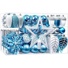 SHareconn Christmas Baubles, Christmas Decoration Set, Blue and Silver, 106 Pieces in 24 Colours, Shatterproof Christmas Decoration Balls, Decoration for Christmas Tree, Great Decorations for Christmas Parties, Weddings