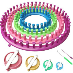 Readaeer Knitting Set, Knitting Ring, Knitting Frame, Hand Knitter, Knitting Accessories, Crochet Set, Tool with Crochet Hook and Pompom Maker, Knitting Rings Set, Knitting Frame Knitting Loom