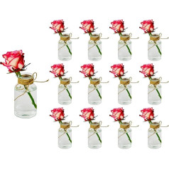 casavetro 12 x Small 300ml Small Glass Vases Jute Twine Vintage Design 13cm Tall Wedding Table Decoration Dishwasher Safe (Pack of 12)