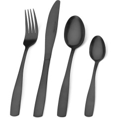 Cutlery Set, Bettlife 16 Piece Stainless Steel Tableware Set, Cutlery Set, Knife and Fork Set, Service for 4, Dishwasher Safe, Easy to Clean and Hold (Matte Black)