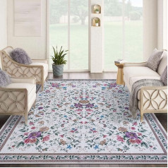 TALETA Living Room Rug, Washable Rug, Vintage, Floral Pattern, Oriental Rug for Bedroom, Kitchen, Dining Room, Large: 160 x 230 cm