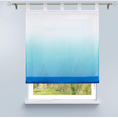 HongYa Roman Blind with Gradient Print, Transparent Voile, Roman Curtain, Kitchen Curtain