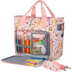 Coopay Crochet Bag Large, Crochet Storage and Knitting Organiser, Crochet Organiser, Craft Bag for Knitting, Crochet and Cross Stitch, Knitting Bags Sewing Bag, Autumn