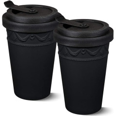 KPM Berlin Kurland To-Go Duo Set of 2 Porcelain Coffee Mugs Tea Mugs Handmade Black in Gift Box