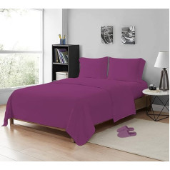 MistyMorning Flat Sheets Soft & High Quality Bedding & Linen 100% Egyptian Cotton 200 Thread Count (Purple, Double)