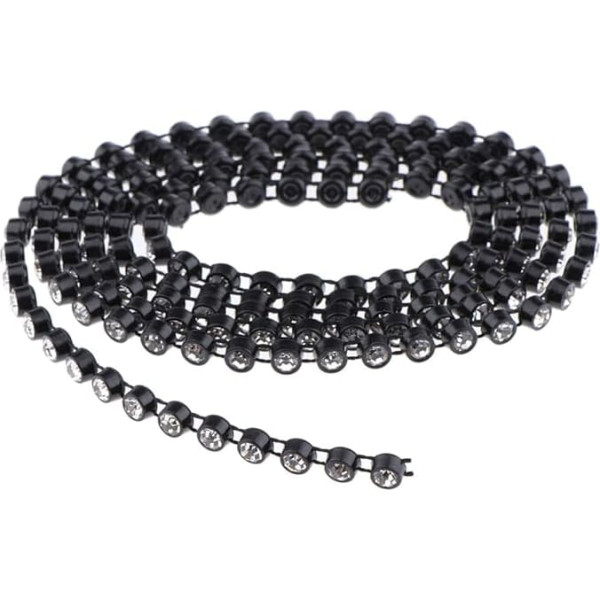 1 Yard Rhinestones in Trim Sew On Crystal Rhinestone Applique Black Rhinestone Trim for Clothing Decoration - 4mm