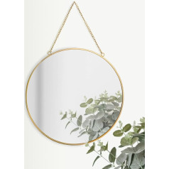 GreyZook 30cm Round Mirror with Chain Vintage Style Metal Frame