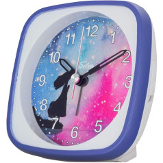 SELVA Children's Alarm Clock Starry Sky with Motifs Sweeping Second Silent Analogue for Children Colourful Dial with Light / Repeat Alarm Clock Dimensions: 95 x 95 x 45 mm (Starry View)