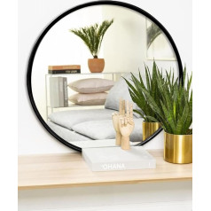 OURS HOURS. HOME MARK PLUS. OURS HOURS Wandspiegel, rund, 60 cm, mit schwarzem Metallrahmen, modern, für Badezimmer, Wohnzimmer, Eingang, Waschbecken, Schlafzimmer, groß und klassisch