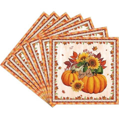 Autumn Napkins Autumn Party Decorations Pumpkin Sunflower Maple Leaf Paper Napkins Thanksgiving Dinner Towels for Autumn Home Party Decor Dining Room Tableware Supplies