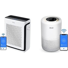 LEVOIT Vital 100S H13 HEPA Air Purifier for Allergy Sufferers for 52 ㎡ Home Smoking Room + Levoit Core 200S Air Purifier H13 HEPA Filter for Allergy Sufferers, Air Filter Against 99.97% of Dust Pollen