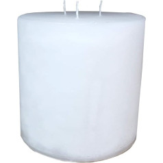 Klocke Kerzen Round Three-Wick Candle / Multi-Wick Candle - White - Height 15 cm / Diameter 15 cm - Long Burning Time (100 Hours) - High-Quality Pillar Candle with Multiple Wicks