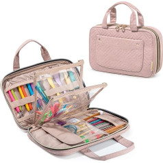 Yarwo Crochet Hook Bag Organiser, Knitting Needles Carry Bag, Knitting Bag for Storing Crochet Sets such as Circular Knitting Needles, Ergonomic Crochet Hooks, Pink