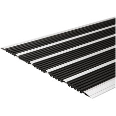 Desan Aluminium Doormat Double Mat 10 mm Aluminium Doormat for Outdoor and Indoor Use Door Mat for Front Door Aluminium Ramp Dirt Trapper Mat in 3 Sizes Black Thermoplastic 60 x 90 cm