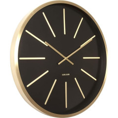 Karlsson Wanduhr Maxiemus Brass Station Schwarz, Metall, Black, 60x60x5 cm