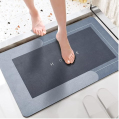 ROFMAPLE Bath Mat, Bathroom Rug, Water Absorbent and Non-Slip, Washable, Quick Dry Bath Mats, Rubber Back for Bathroom Floor, Bathtub, Shower Room, 40 x 60 cm, Blue