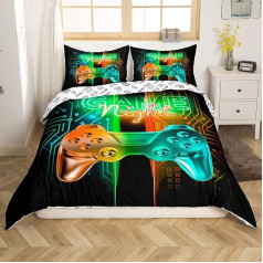 Games Bedding Set 135 x 200 cm Children's Video Game Gamepad Duvet Cover Set for Boys Teenagers Decor Soft Gamer Console Game Joystick Bedding Game Controller Bed Set with 1 Pillowcase