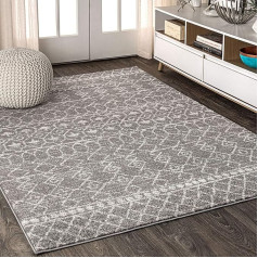 JONATHAN Y Izil Moroccan Beni Souk Area Rug, Bohemian, Easy Cleaning, for Bedroom, Kitchen, Living Room, Non Shedding Rug, Polypropylene, Grey, Cream, 3 x 5