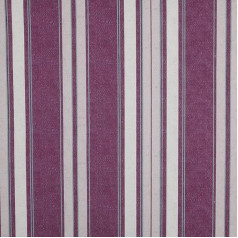 Kt KILOtela - Digital Printed Linen Fabric Half Panama Organic Cotton Standard 100 by Oeko-Tex, 100 cm Length x 280 cm Width, Stripe Lighthouse - Purple, Blue, Ecru - 1 Metre