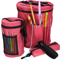 Yarn Storage Bag, Knitting Bag, Crochet Hook, Zipper Bag and Pockets for Knitting Needles, Sewing Tools S+M+L