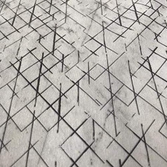 Kt KILOtela - 3 Metres Digital Print Linen Fabric Length 100cm Width 280cm Marble White Black