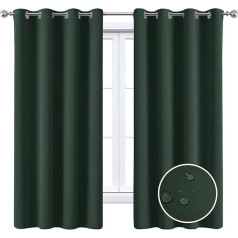MAXIJIN Waterproof Curtains for Insulated Window Blackout Curtains for Bedroom, 2 Panels, Thermal Insulated Curtains with Eyelets for Indoor/Living Room (66x54 inch, Black Green)