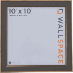 Wall Space Square Photo Frame 10x10 Solid Wood with Real Glass Shabby Chic Grey 10x10
