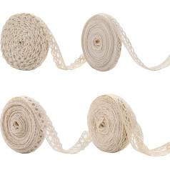 WUDQIJI Lace Ribbon, Vintage Lace Ribbon, 4 Rolls, 20 m Lace Trim, Cotton Decorative Ribbon, Vintage Ribbon, Lace Fabric, Lace Ribbon, Decorative Ribbon, Lace Borders, Decorative Gift Ribbon for