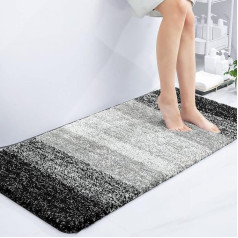 Homaxy Soft Bathroom Rug 60 x 120 cm, Non-Slip Washable Bath Mat Fluffy High Pile Bath Mat Microfibre Absorbent Bath Mat Shower Mat (Black)
