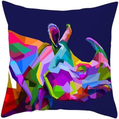 The Beach Stop Rainbow Fabric Rhino Cushion Cover 45x45cm