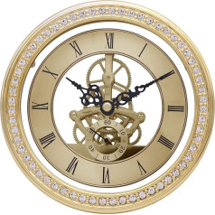 WinTaim Clock Movement, Built-in Clock (148mm), DIY Round Retro Watch Insert, Quartz Movement, Roman Numeral, Gold Edge, Fits Hole with 145mm Diameter Table Clock