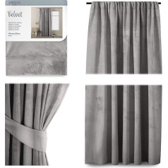 AmeliaHome Curtain Velvet Look Pack of 1 Velvet blackout curtain, window decoration, decorative curtain.