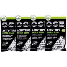 OCB 18577 ActivTips Extra Slim 6 mm Activated Carbon Filter with Ceramic Caps, 4 Bags of 50 = 200 Filters, Paper