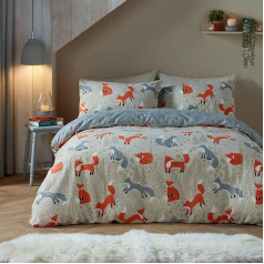 Fusion Snug - Foraging Fox - Brushed Duvet Cover Set - King, Natural