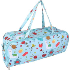 Coopay Lightweight Knitting Bag, Large Yarn Holder, Wool Storage Bag, with Zipper Compartment for Extra Long Knitting Needles, Crochet Hooks and Accessories, Sheep Craft Tote Bag with Side Pocket