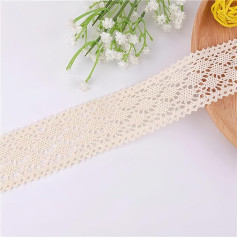 10 Yards Spitzenband Vintage Geschenkbox Schleifenband Scrapbooking Borte Baumwolle Dekoband Handwerk Geschenk DIY Nähen Geschenkband Tischdekoration Zierband Hochzeit Floral (Breite 4.3cm,Creme D)