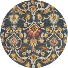 SAFAVIEH Blossum Collection Contemporary Rug for Living Room, Dining Room, Bedroom, Short Pile, Navy and Multi, 122 x 122 cm