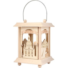 Drechslerei Kuhnert Tischlaterne/Teelichthalter - Motiv: Dresden aus Edelholz - Maße: 11,5 x 11,5 x 17cm - Made in Germany