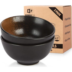 11.4 cm Ceramic Rice Bowls, Set of 2 Japanese Kitchen Small Bowls, Microwave and Dishwasher Safe Chinese Serving Bowls