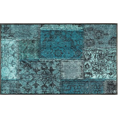 Wash + Dry Vintage Patches Turquoise Doormat