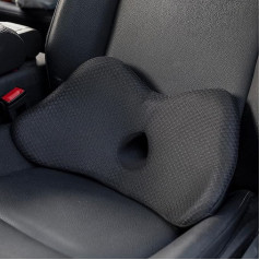 QYILAY Memory Foam Lumbar Cushion Car, Ergonomic Back Cushion Car, Lumbar Cushion, Orthopaedic Seat Cushion, Lumbar Support for Car Seats, Office Chair, Wheelchair