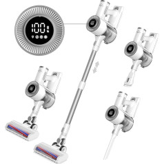 Movell Cordless Vacuum Cleaner with LED Display, 300 W, 28000 Pa, Strong Suction Power, 55 Minutes Running Time, 1.5 L Dust Container, Stick Vacuum Cleaner with Removable Battery for Carpet, Hard