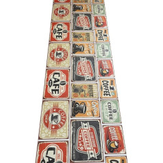 Kitchen Rug PVC cm Signs Coffee Vintage Happy Day Retro Colourful (50 x 200 cm)